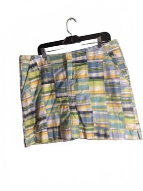 Cleve Madris Plaid Patchwork Mini Skirt with Pockets Preppy  Size 14